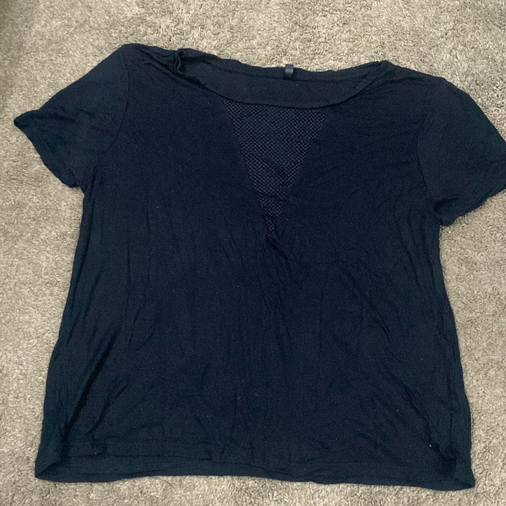Black t shirt with open mesh size large women's